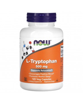 NOW Foods, L-триптофан, 500 мг, 120 растительных капсул NOW Foods, L-триптофан, 500 мг, 120 растительных капсул